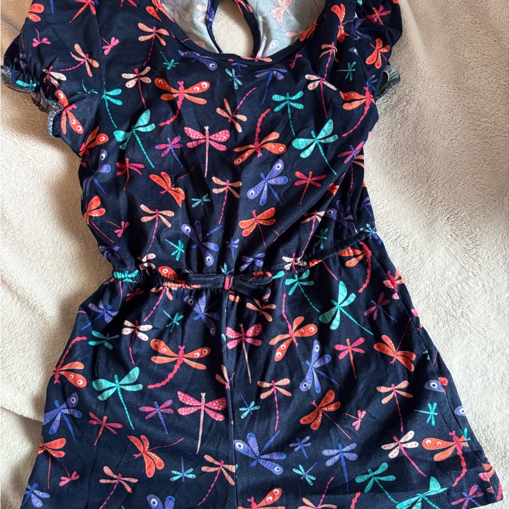Colorful Dragonfly Print Kids Dress